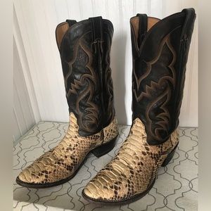 Mens Vintage Nocona Leather/Python Cowboy Boots
